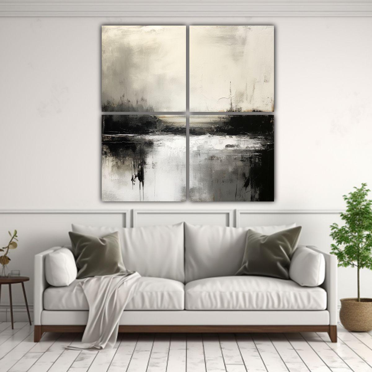 Cuatro Cuadros Abstracto Paisaje Abstracto Estilo 40x40 Cm-2