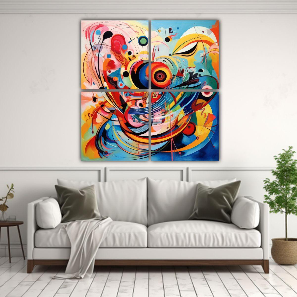 Cuatro Composición Diseño Fantasia En Colores 60x60 Cm-2
