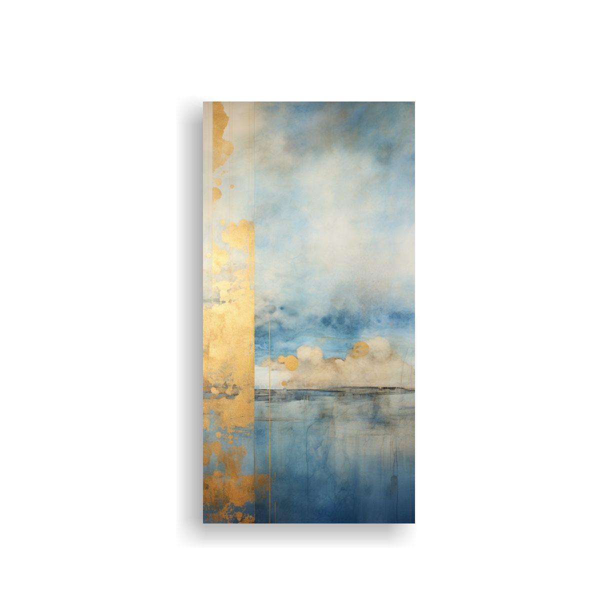 Cuadro Tela Moderno Minimalista En Tonos Azul, 20x40cm-0