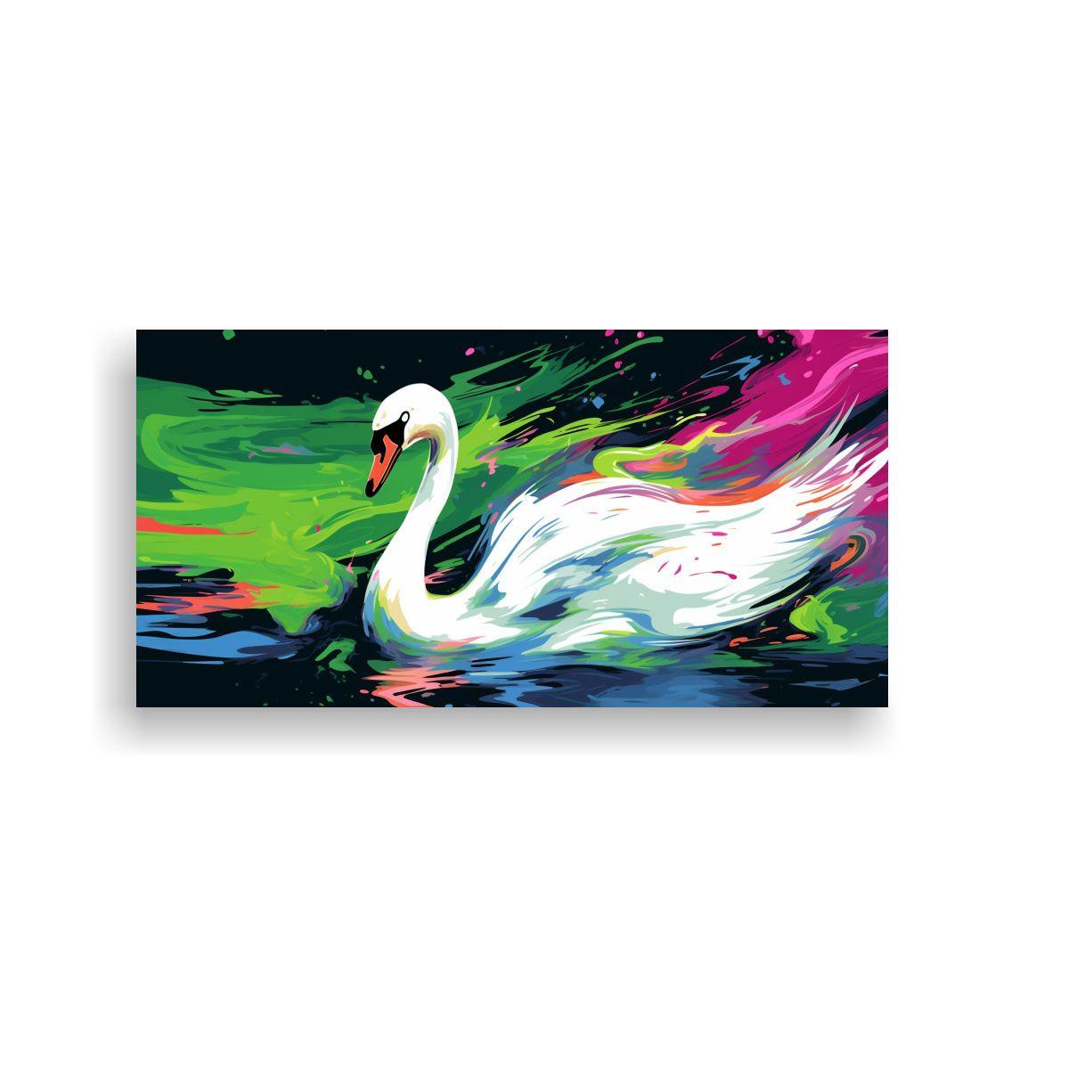 Obra Maestra: Cisne En Colores Vibrantes Y Verde 140x70cm-0