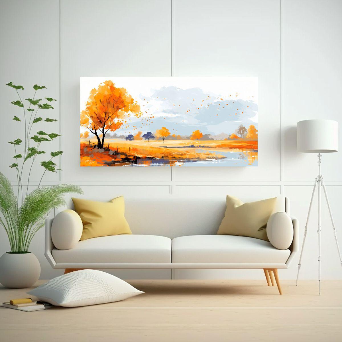 Cuadro Decorativo Paisaje Otoñal Con Colores 60x30cm-2