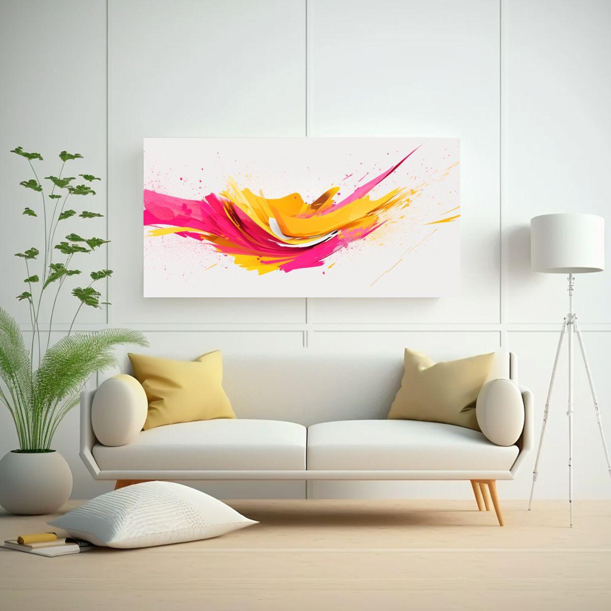 Cuadro Decorativo Con Textura: Pincelada Rosa Y 80x40cm-2
