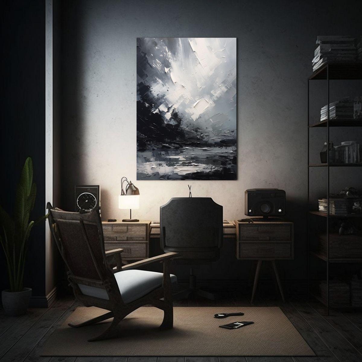 Pintura Abstracta Del Mar En Estética Moderna 20x30cm-2