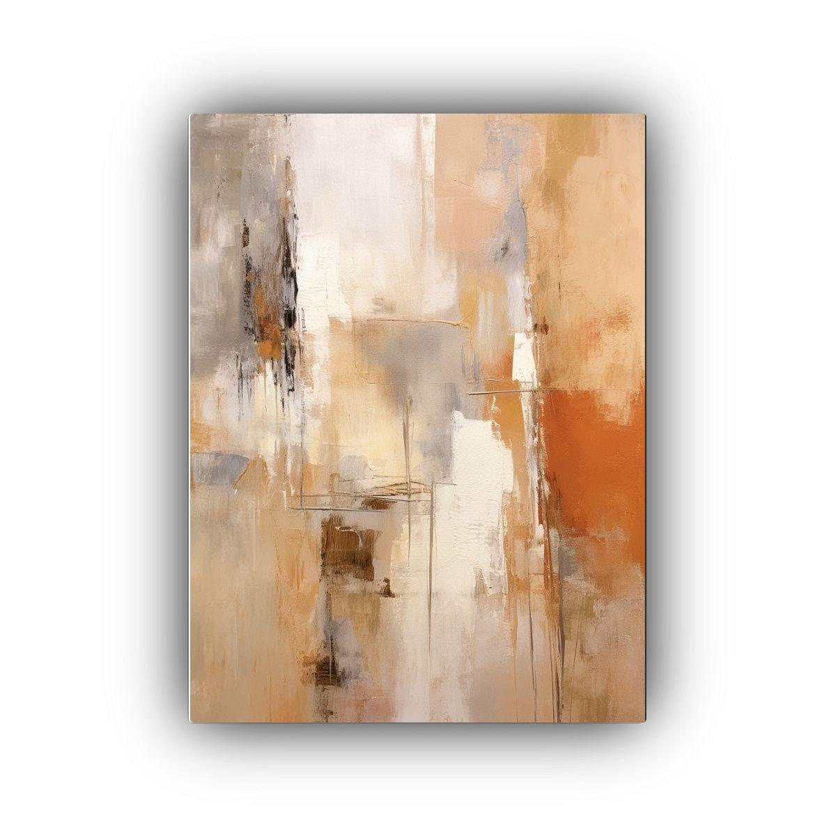 Cuadro Abstracto Beige Y Blanco Estilo Vintage 40x50cm-0