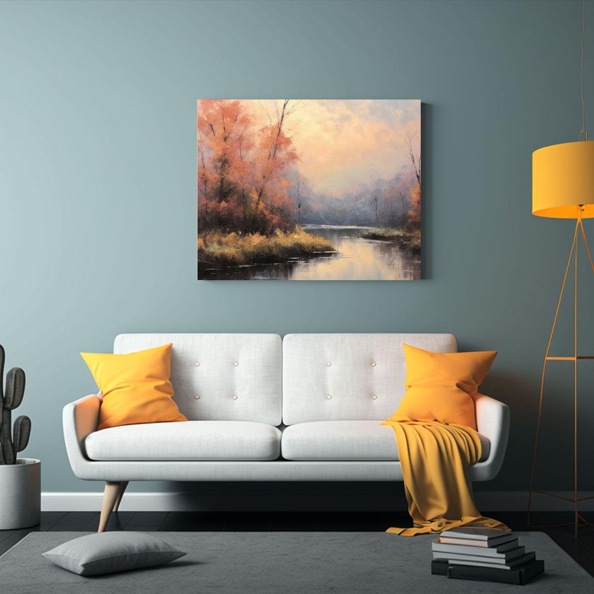 Paisaje Otoñal En óleo Suave Para Decoración De Cuarto 75x50cm-2