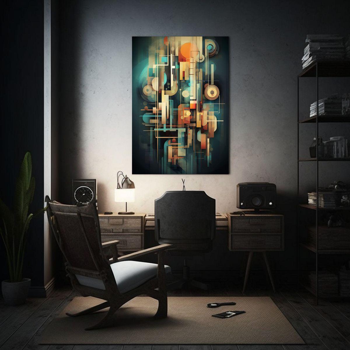 Pintura Abstracta Y Geométrica De Alta Calidad 50x65 Cm-2
