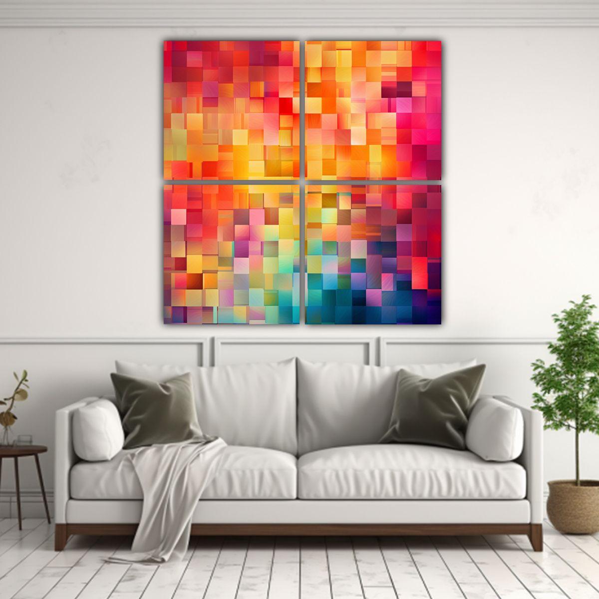 4 Lienzos Fotografía Relieve Geométrico 200x200 Cm-2