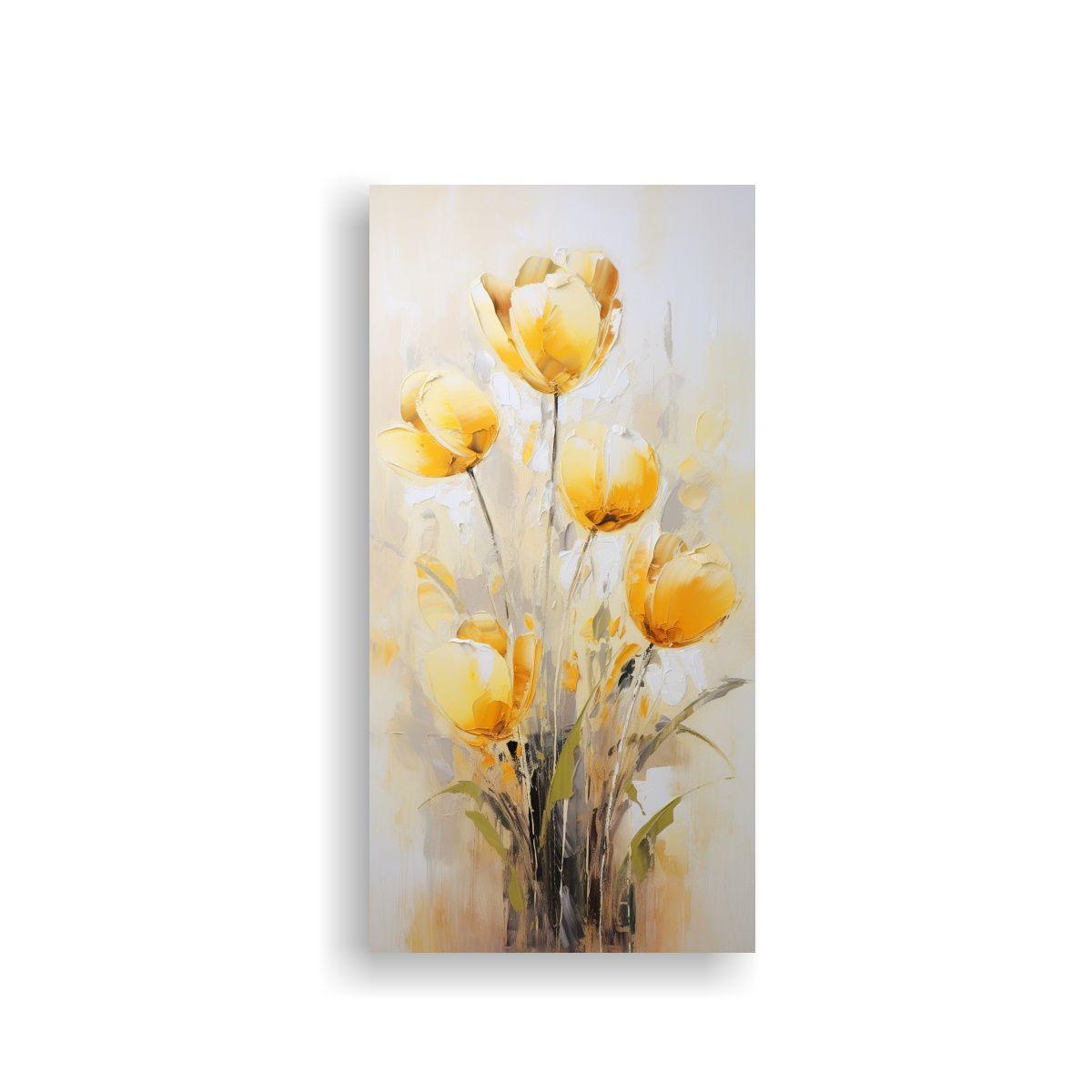 Cuadro Abstracto Perspectiva Tulipanes Amarillos 30x60cm-0