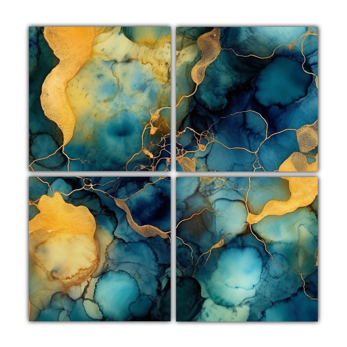 Alucinante Fondo Azul Y Dorado Con Textura De 160x160 Cm-0