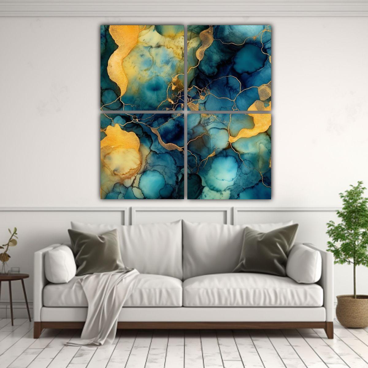 Alucinante Fondo Azul Y Dorado Con Textura De 160x160 Cm-2
