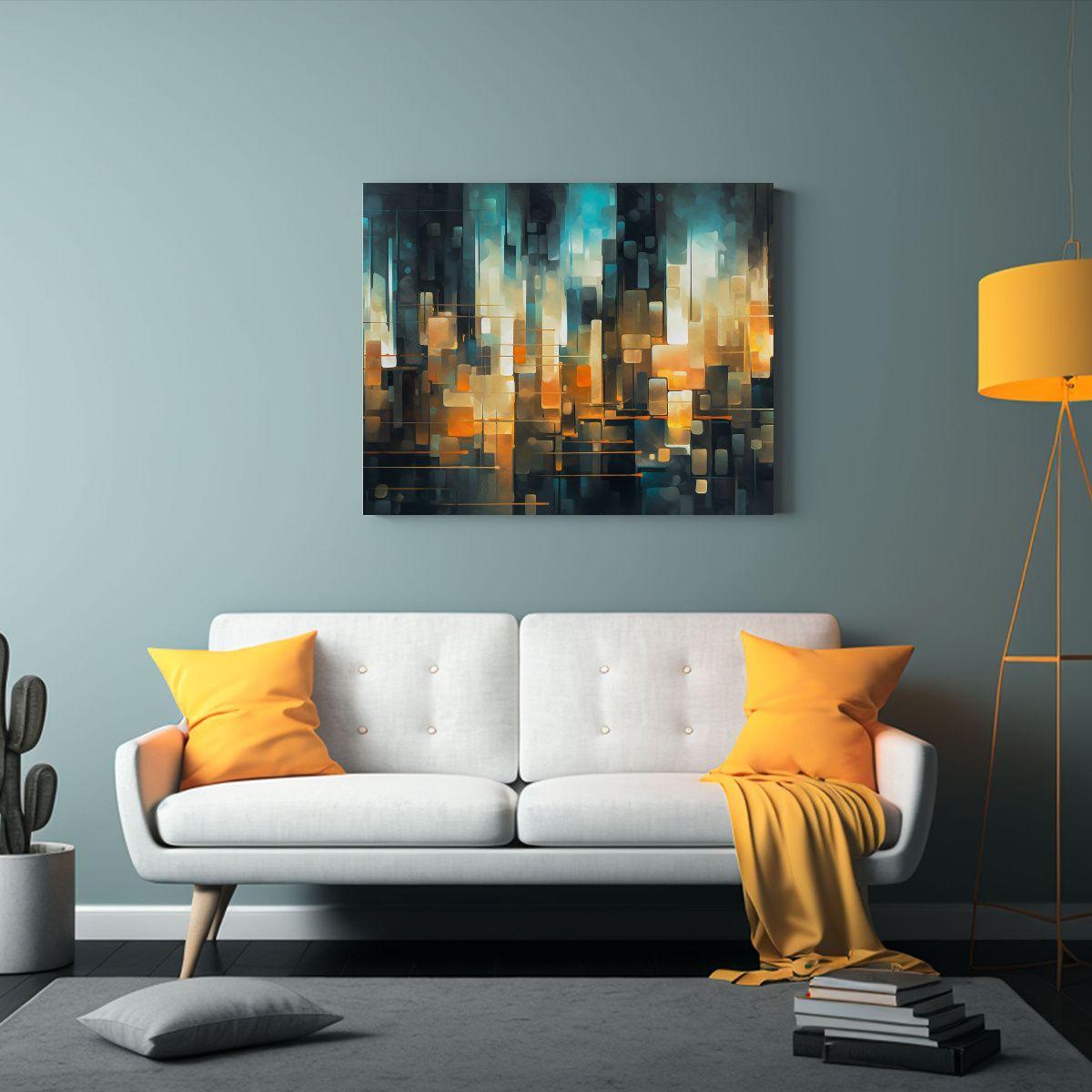 Cuadro Abstracto De Ciudad Estilo Graffiti Para Decoración  40x30cm-2