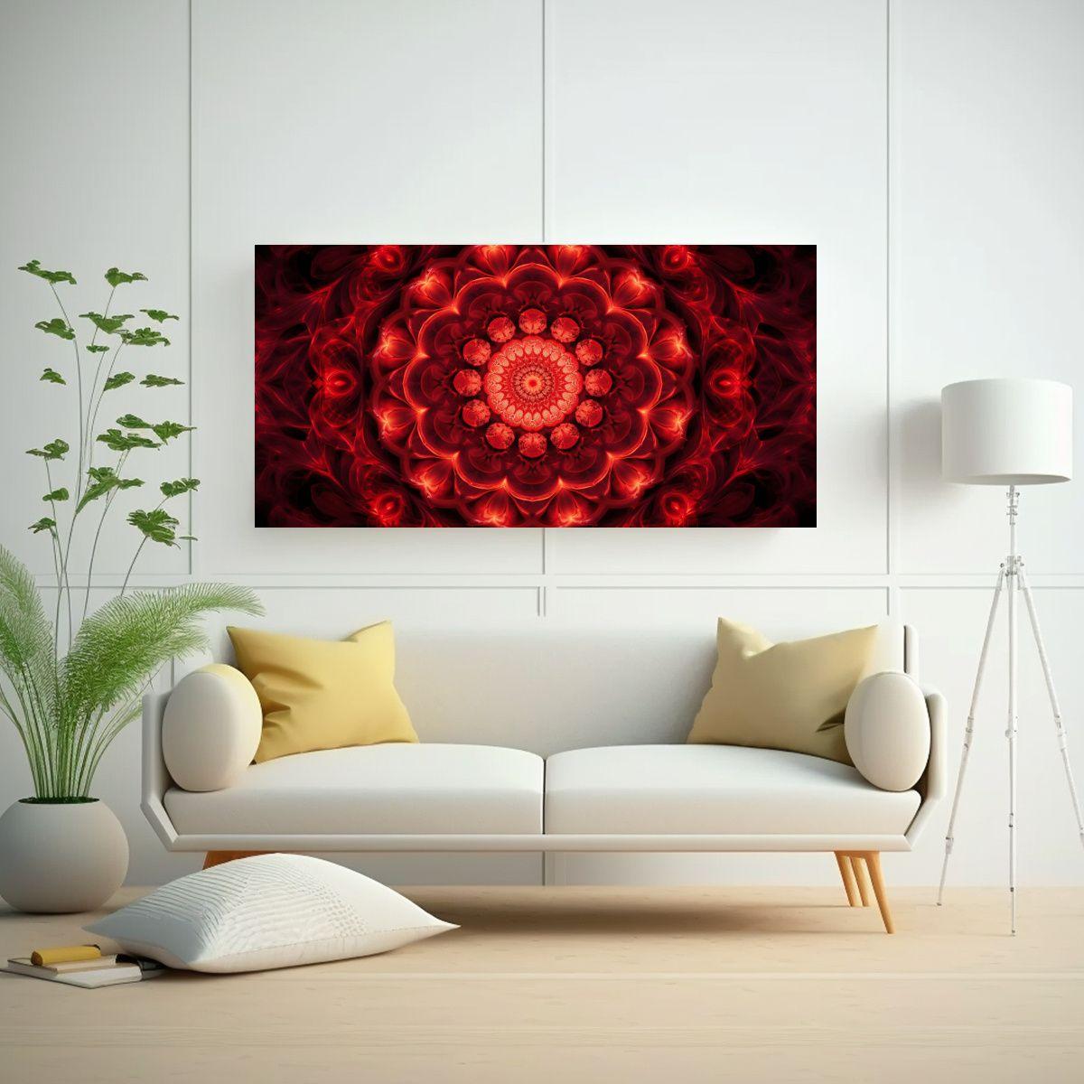 Cuadro Decorativo Vintage De Mandala Loto Y 100x50cm-2