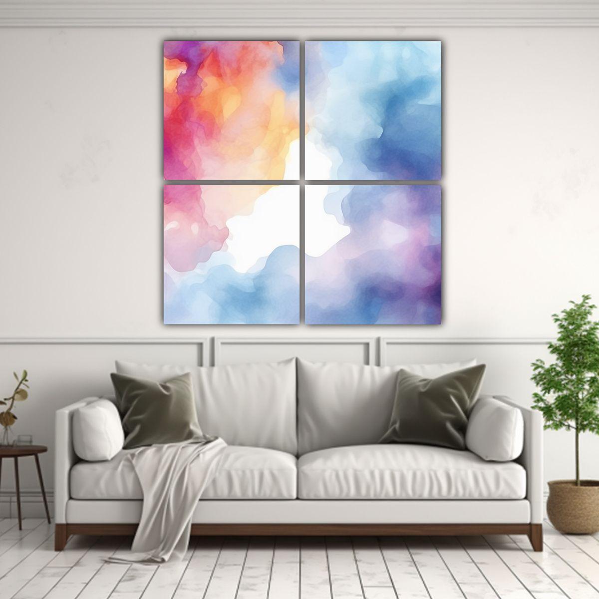 4 Pinturas De Decoración Elegante Con Fondo 100x100 Cm-2