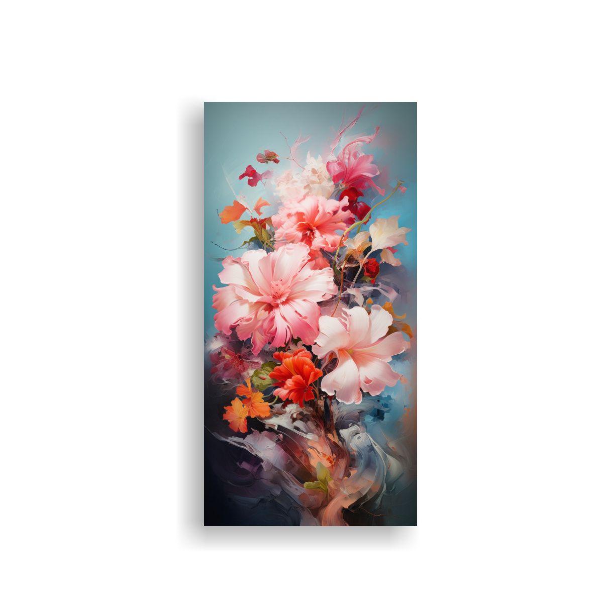 Cuadro Abstracto De Flores Vintage Para 50x100cm-0