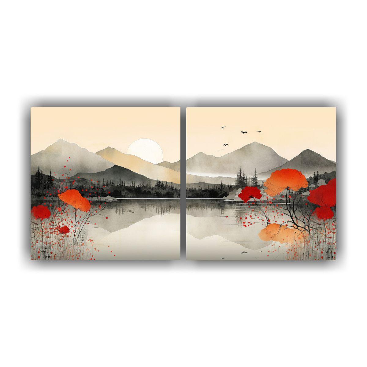 Cuadros Montañas Reflejadas En El Clásico 100x50 Cm-0