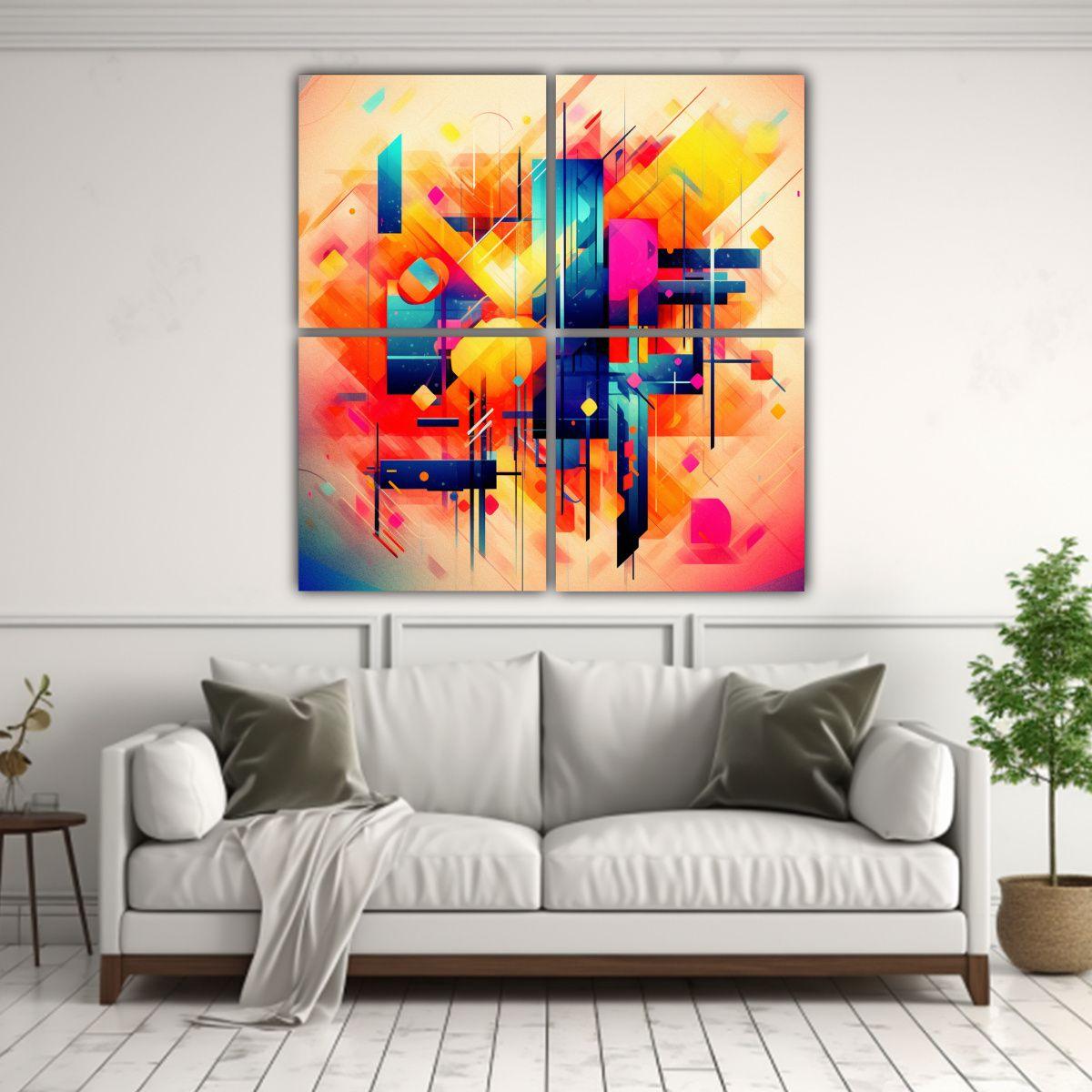 Cuadro Abstracto Geométrico Decorativo De Pared 60x60 Cm-2