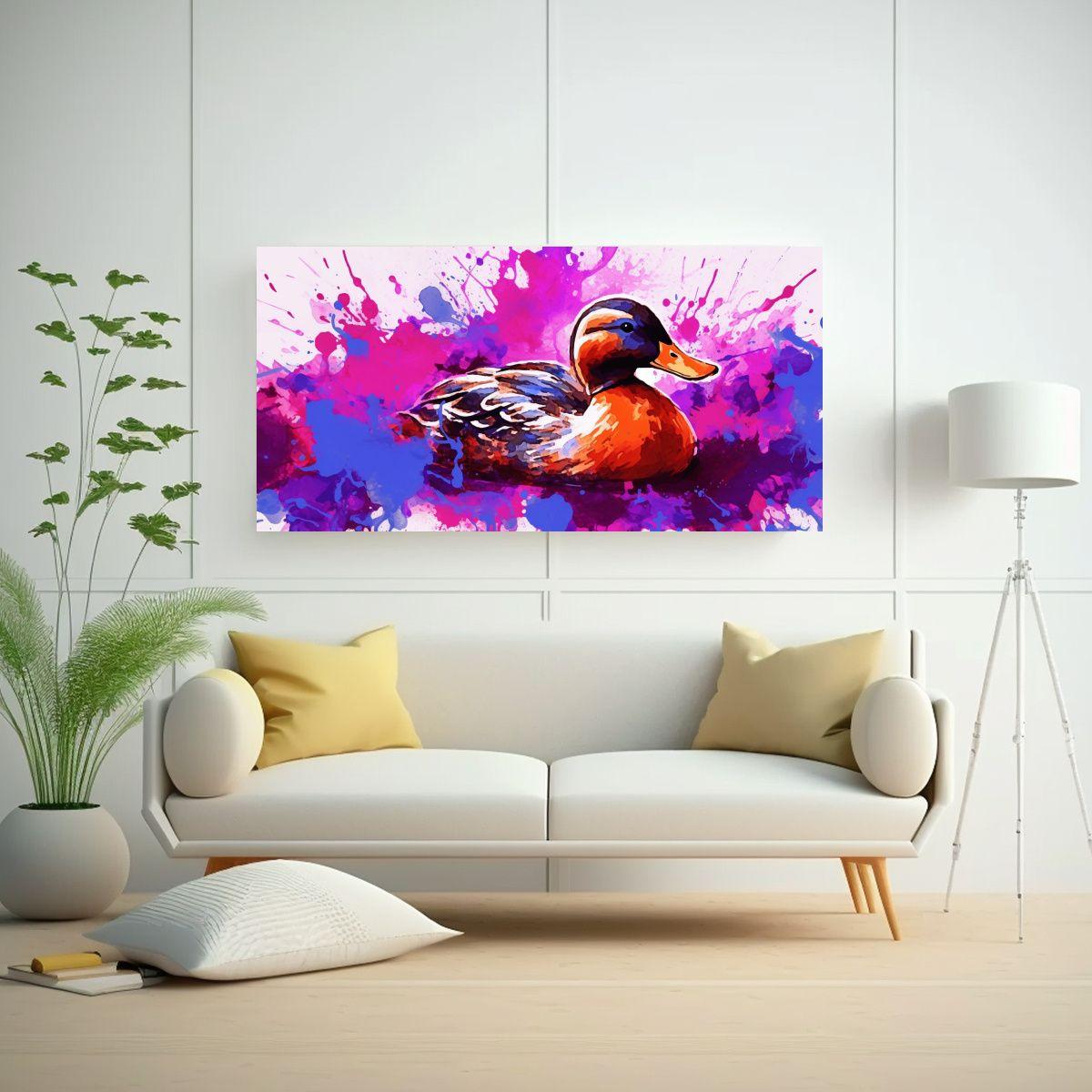 Pintura Moderna De Patos En Colores Púrpura Y Roj 160x80cm-2