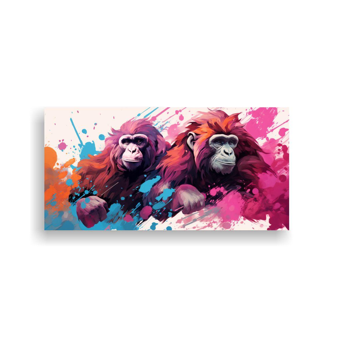 Cuadros De Apes Y Monkeys En Colores Pastel Y Peon 160x80cm-0