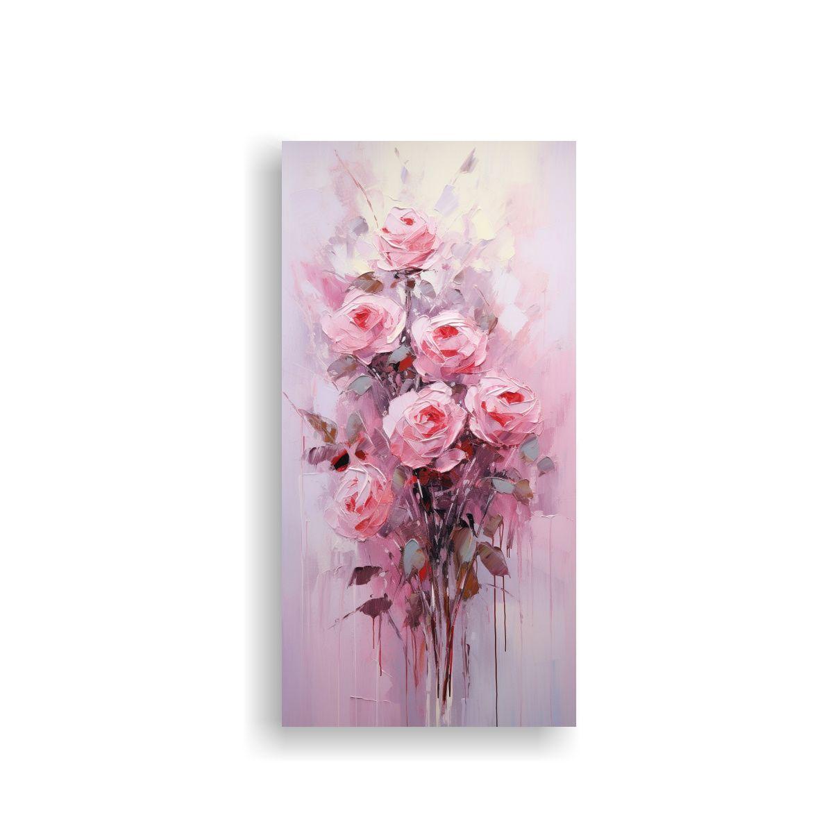 Arte Tema Textura: Pintura En Lienzo De Rosas 20x40cm-0