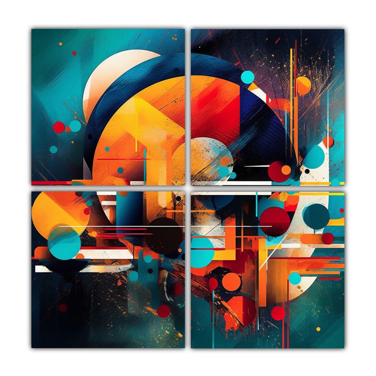 Cuatro Lienzos Estilo Galeria Urbano Con Fondo 40x40 Cm-0