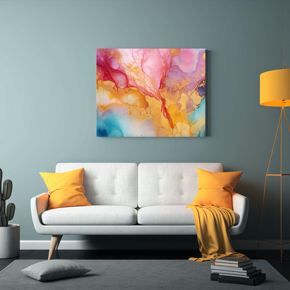 Pintura Arte Moderno Pop Art Sobre Acuarelas Coloridas Al Es 45x30cm-2