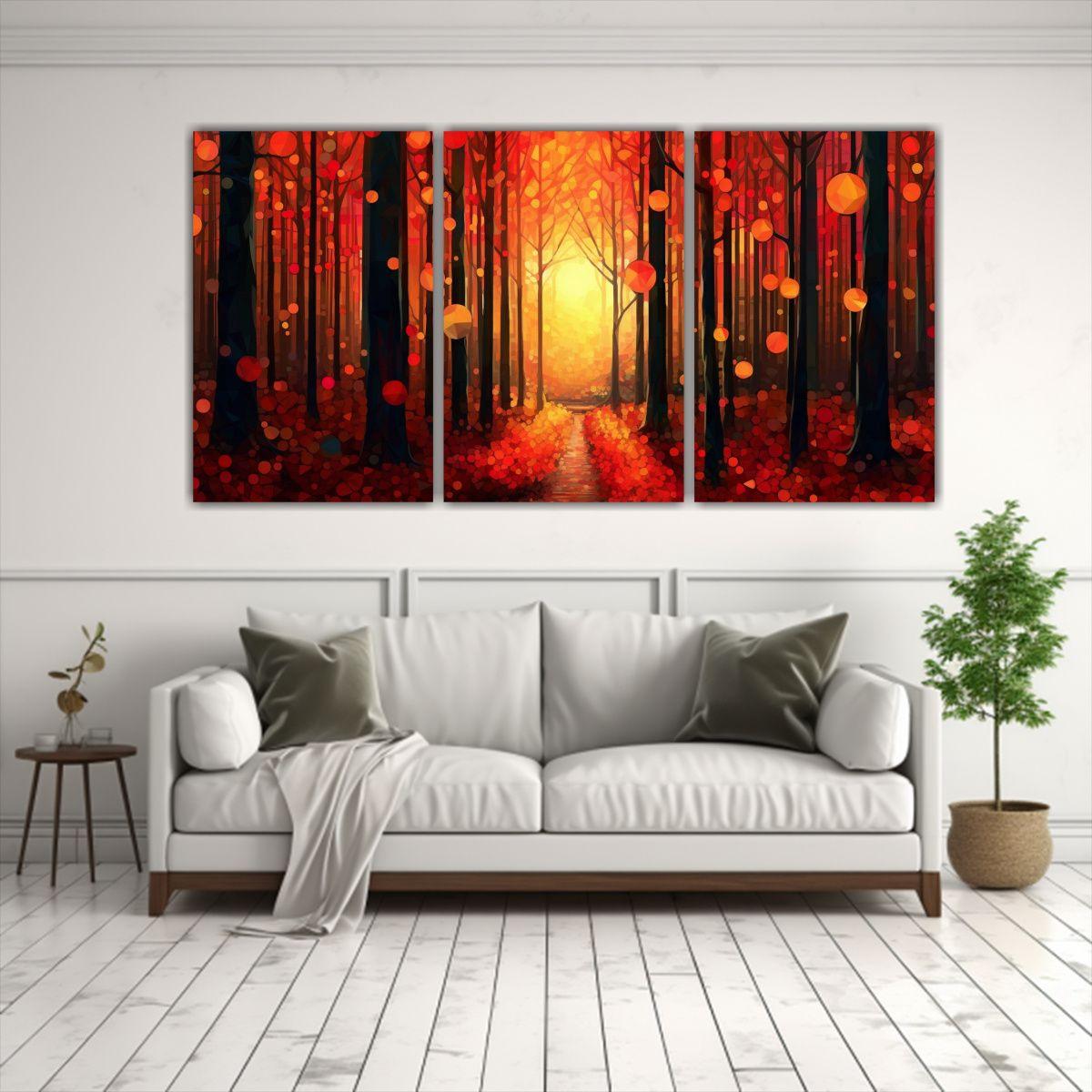Pinturas De Arte De Pared De Bosque Otoñal 240x120 Cm-2