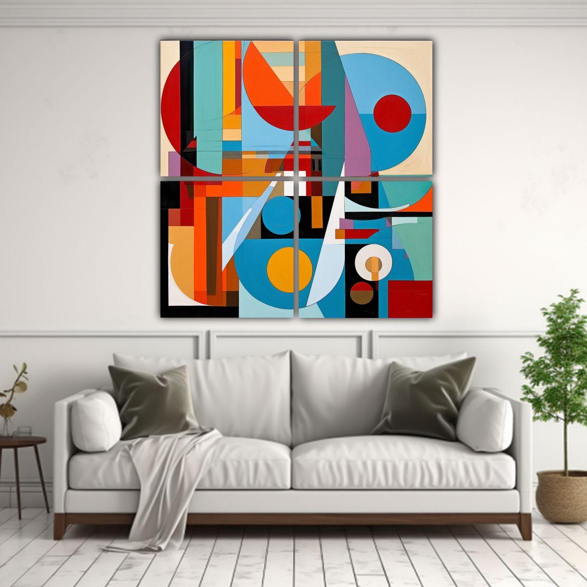 Pintura Abstracta Geométrica Moderna De Colores 100x100 Cm-2