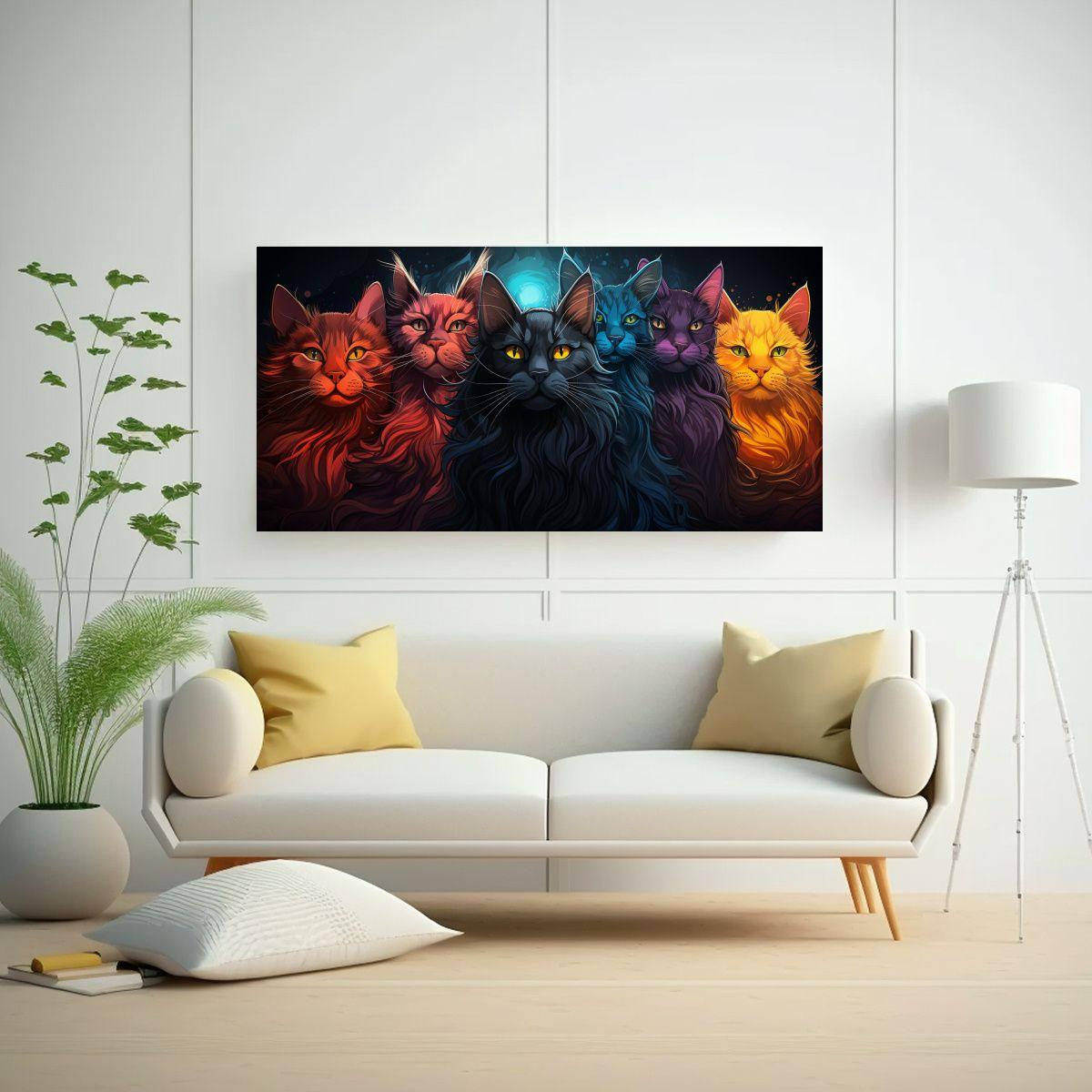 Pinturas Decorativas De Gatos Con Nueve Colores 60x30cm-2