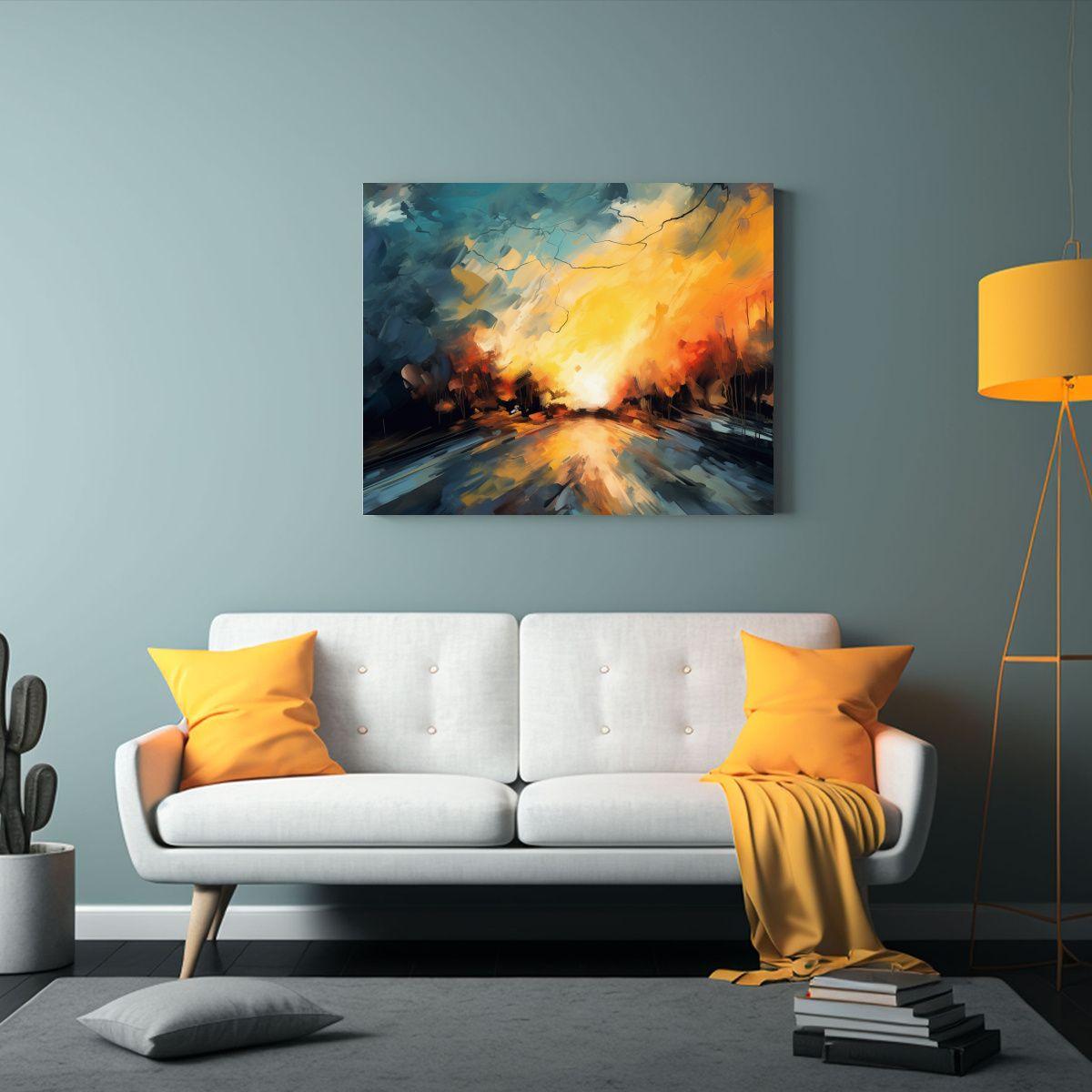 Cuadro Abstracto De Naturaleza Con Camino En La Luz 90x60cm-2