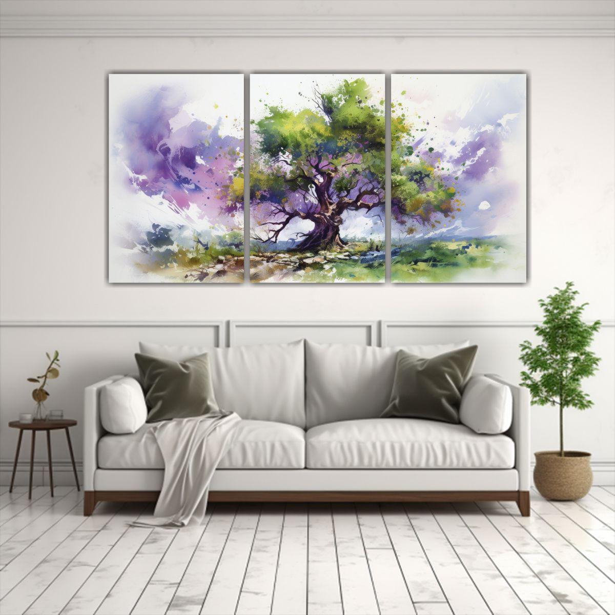 Conjunto De 3 Lienzos De Tela Reflejo De Un Roble 60x30 Cm-2