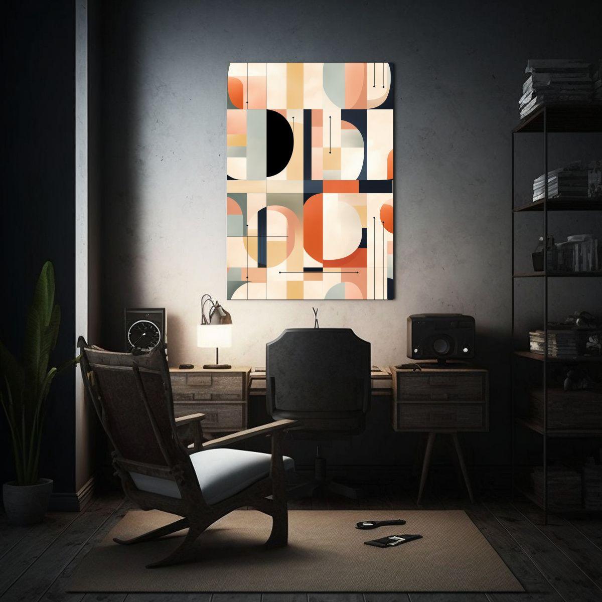 Pintura Minimalista Con óleo Y Geometría, 50x65cm-2
