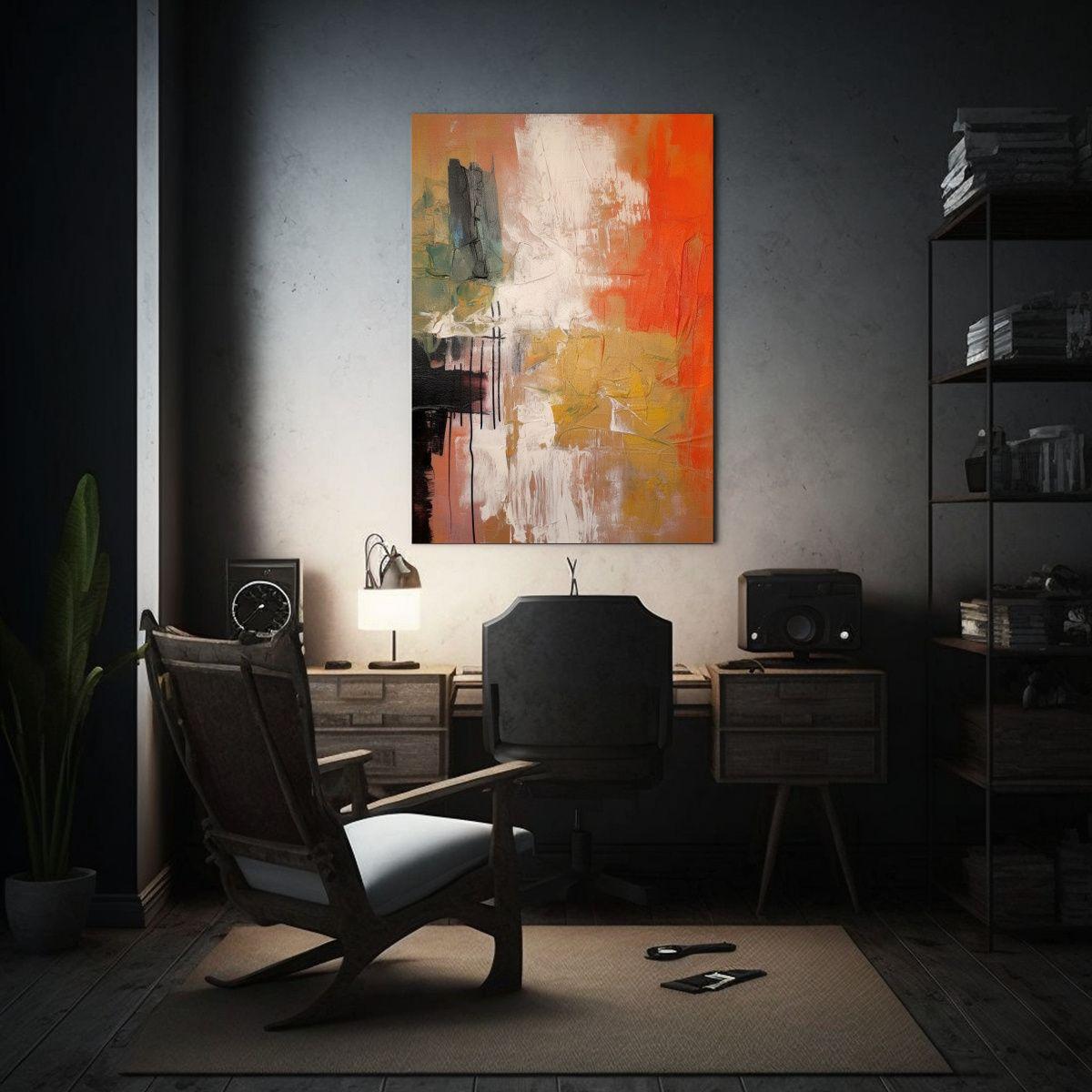 Pintura Abstracta Texturizada Con Figuras 50x65 Cm-2