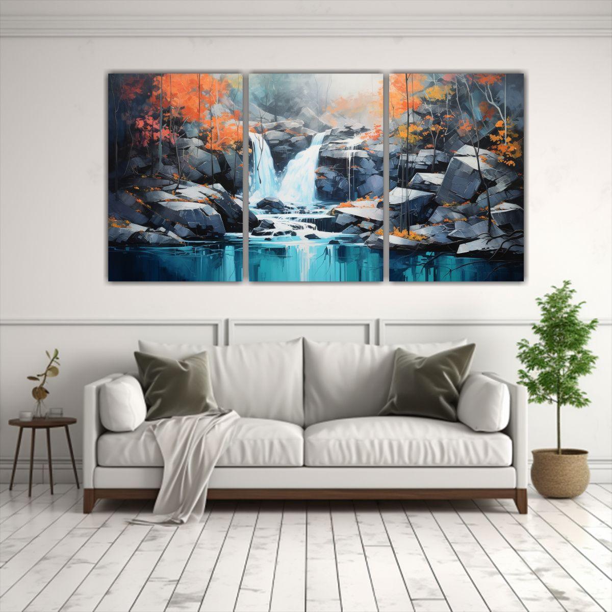 Cuadros Decorativos Abstractos Con Cascada 60x30 Cm-2