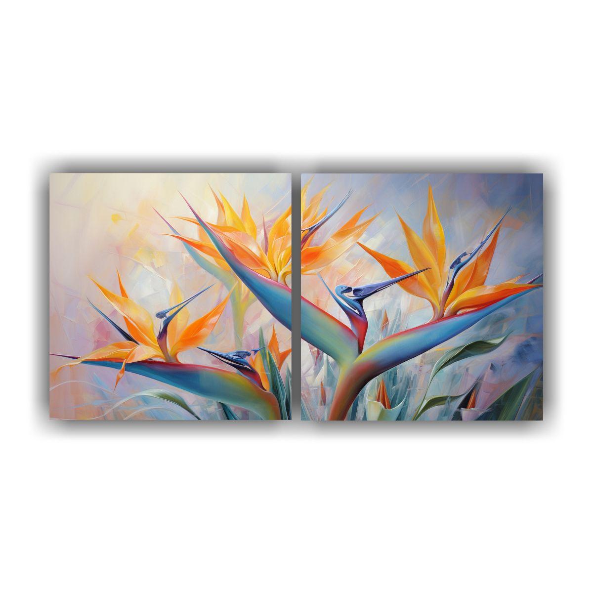 Cuadro Abstracto Aves Del Paraíso: Equilibrio 40x20 Cm-0