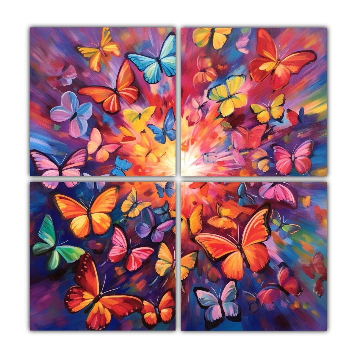 Pintura De Mariposa En Caleidoscopio, Tema 40x40 Cm-0