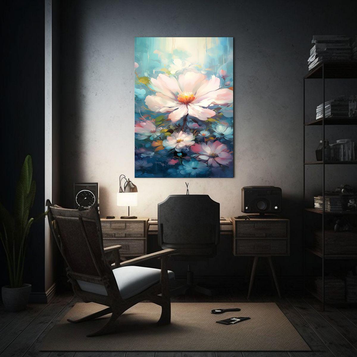 Cuadro De Pared Abstracto Con Flores Intensas 30x45cm-2