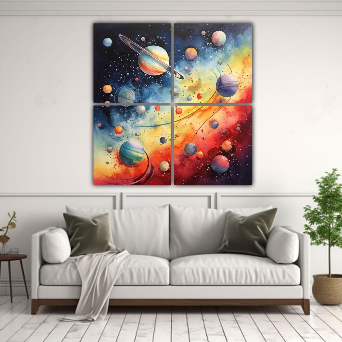 Cuatro Telas En Bastidor Inspiración Intenso 120x120 Cm-2