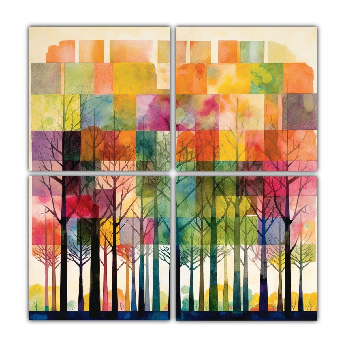 Cuadro De Árboles En Cuadrícula Para Decoración 100x100 Cm-0