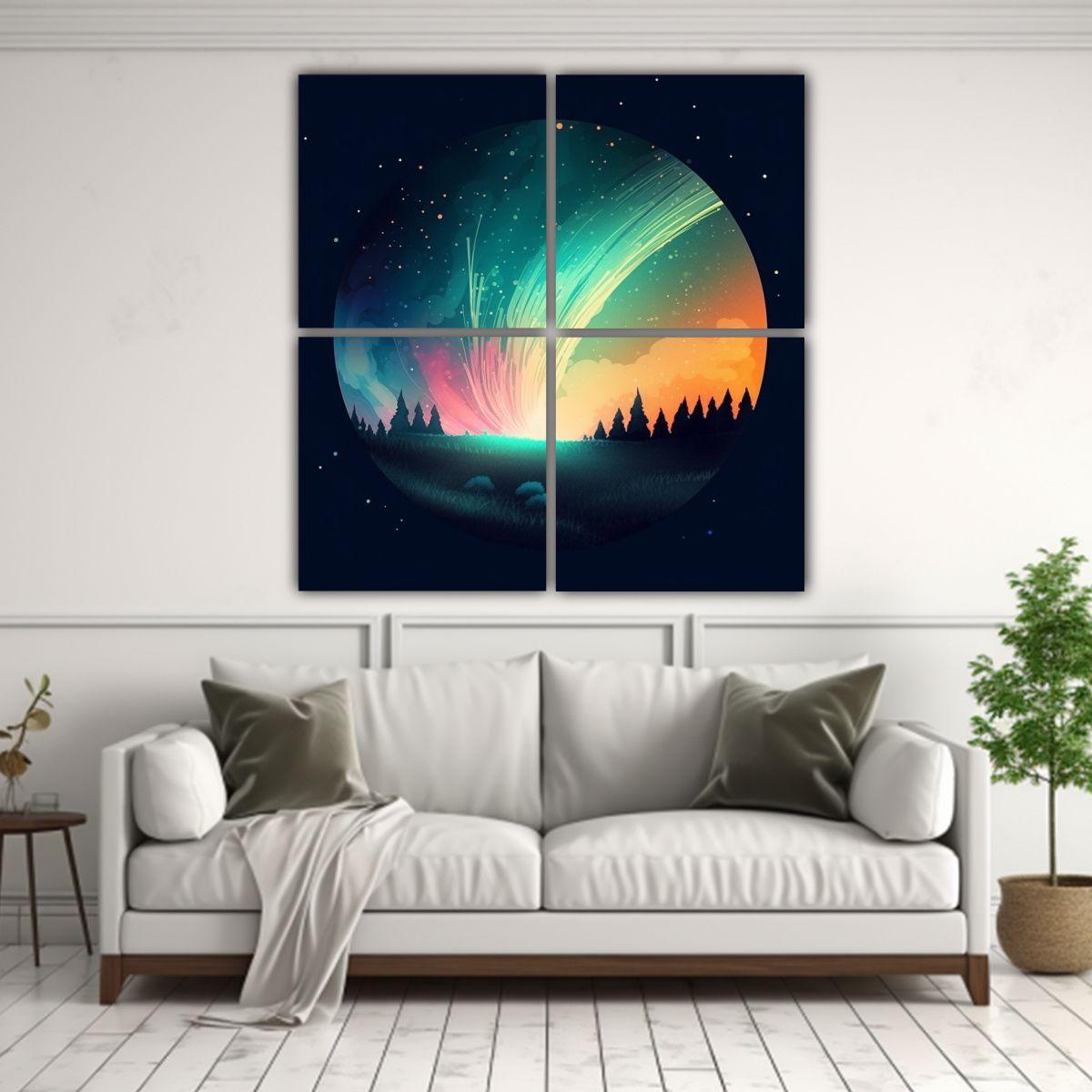 Cuadro Decorativo De 4 Telas En Bastidor Con 120x120 Cm-2