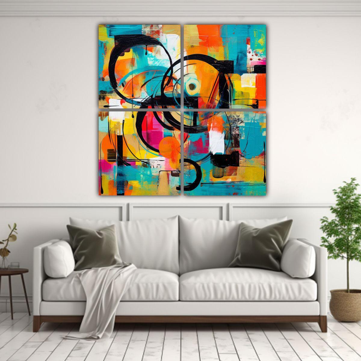 Cuatro Lienzos De Tela Inspiración Habitación 60x60 Cm-2