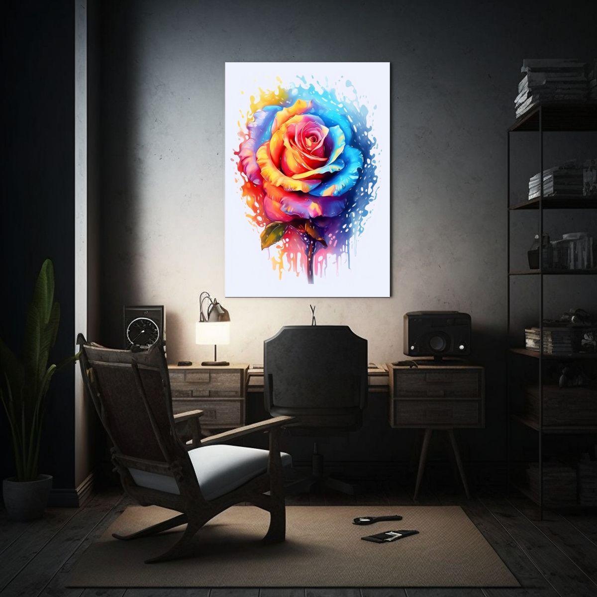 1 Cuadro Líneas Alegres Rosa Arcoíris Cuadroes 30x40 Cm-2