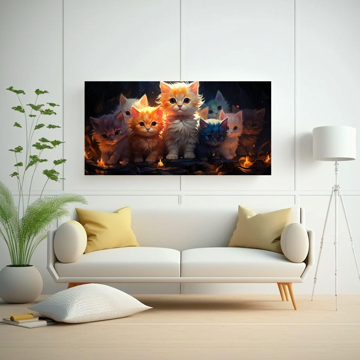 Cuadros Decorativos De Lindos Gatitos Estilo 100x50cm-2