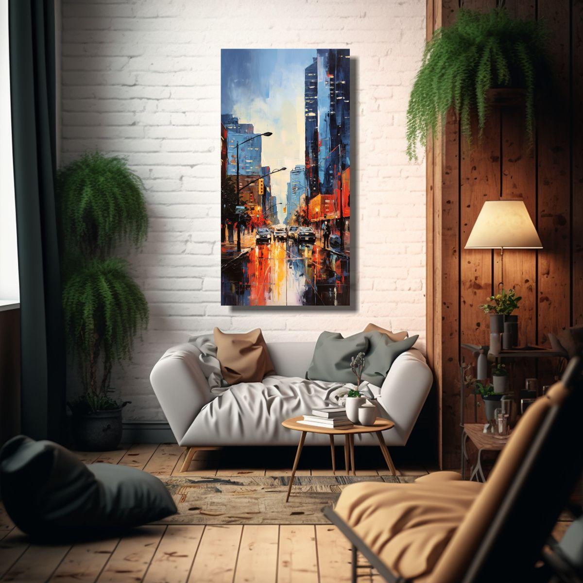 Pintura Neoexpresionista De Paisaje Urbano 80x160cm-2