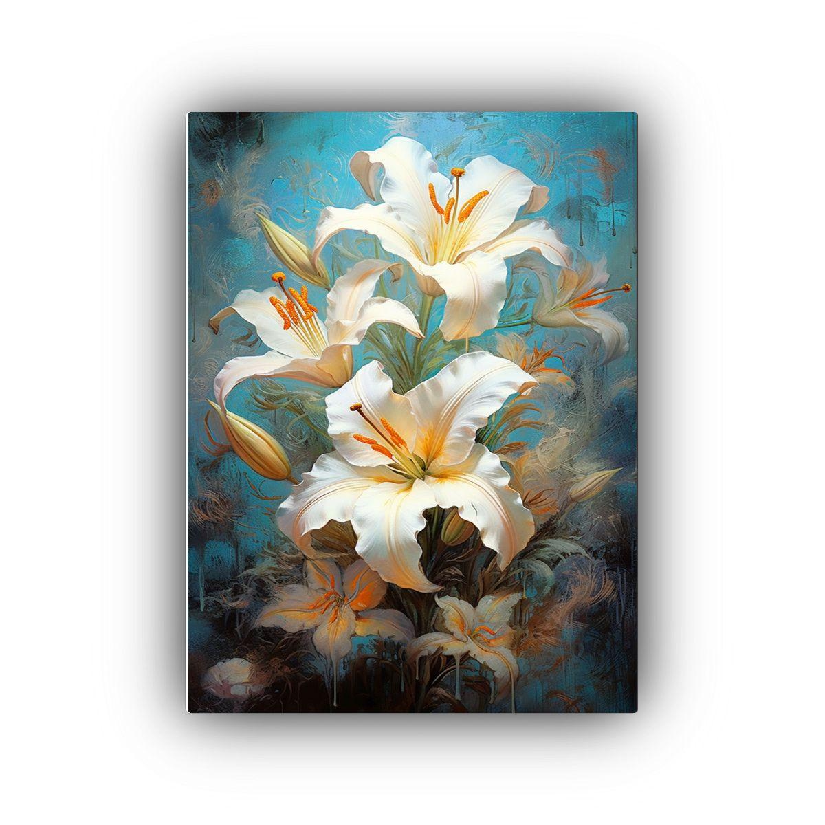 Pintura De Lienzo Con Lirio Colorido Y Pigmento, 50x75cm-0