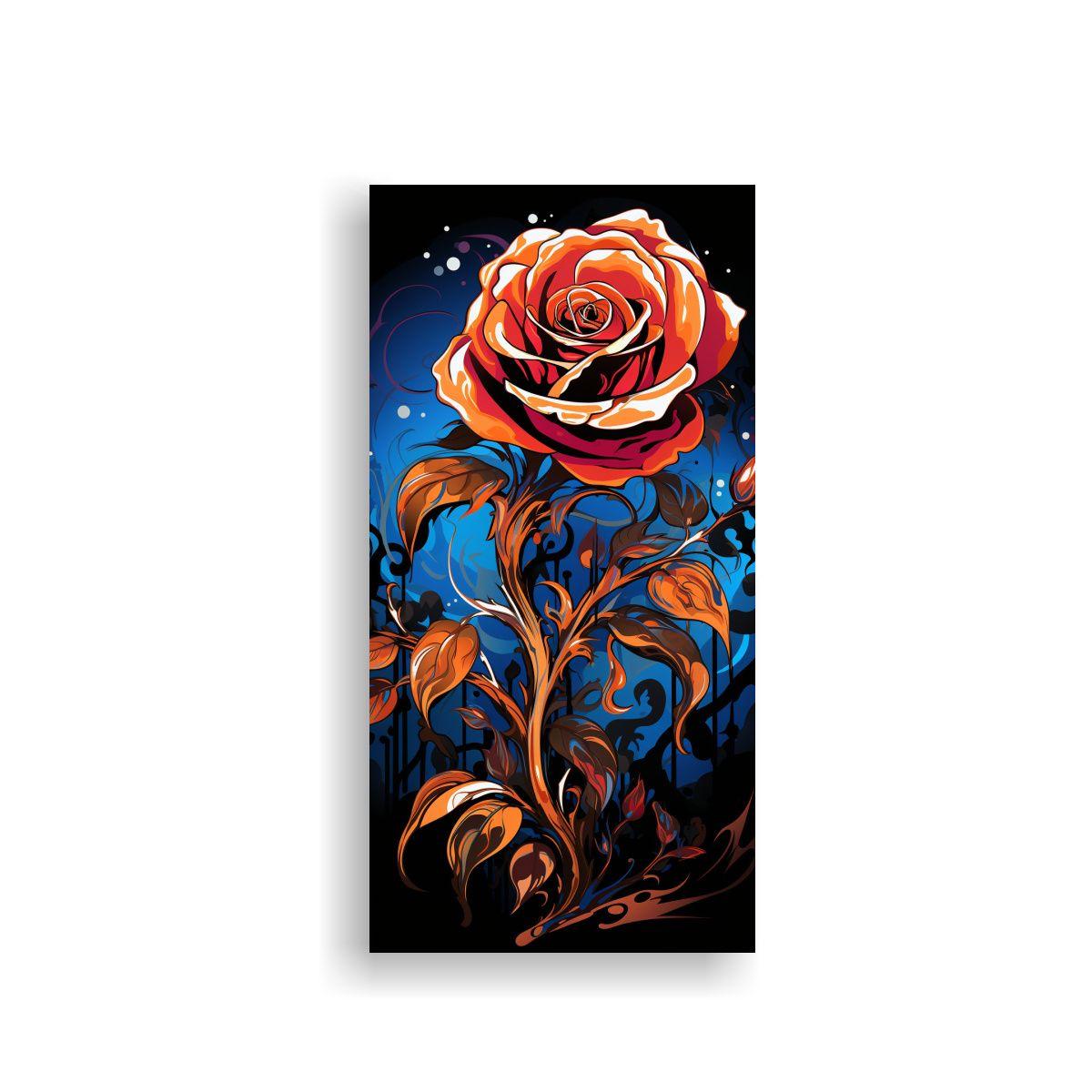 Pintura De Flores Estilo Grafiti En Bastidor 50x100cm-0