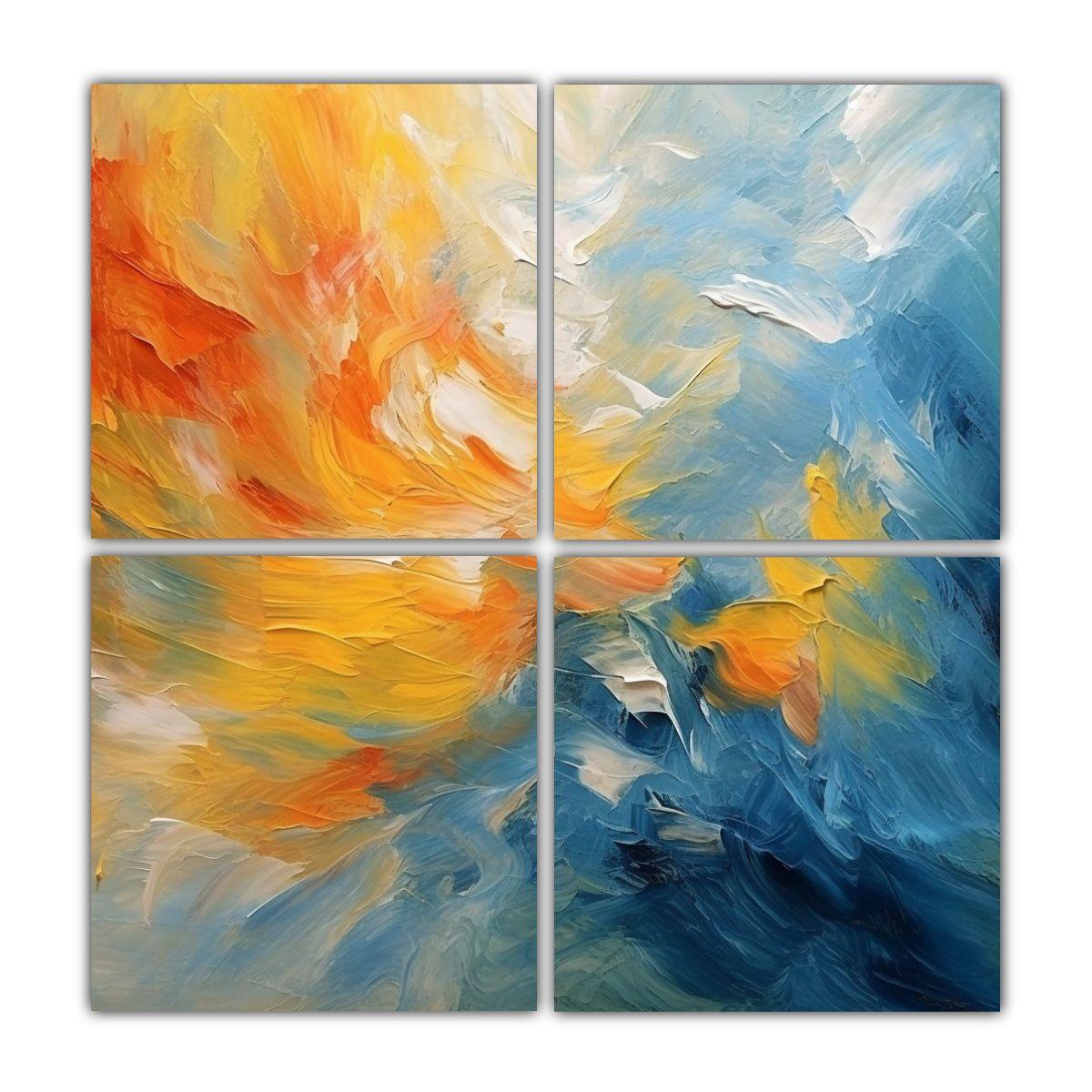 Pinturas Abstractas Impressionism En 4 Lienzos De 100x100 Cm-0