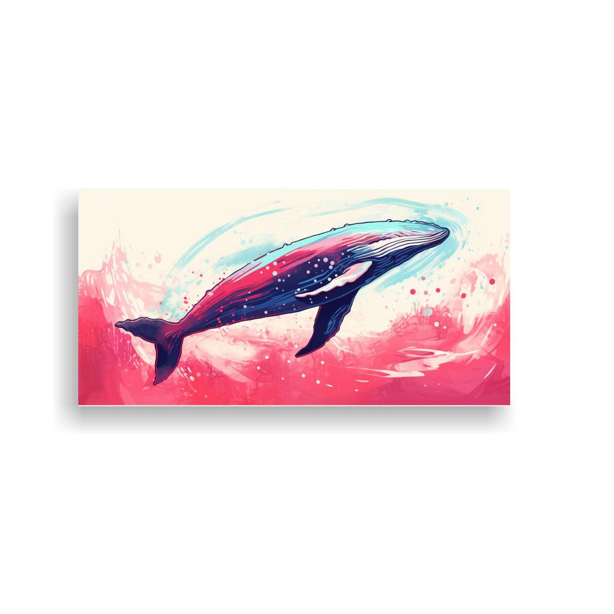 Cuadro Tela Ballena Nieve Colores Rubí Arte Pop 40x20cm-0