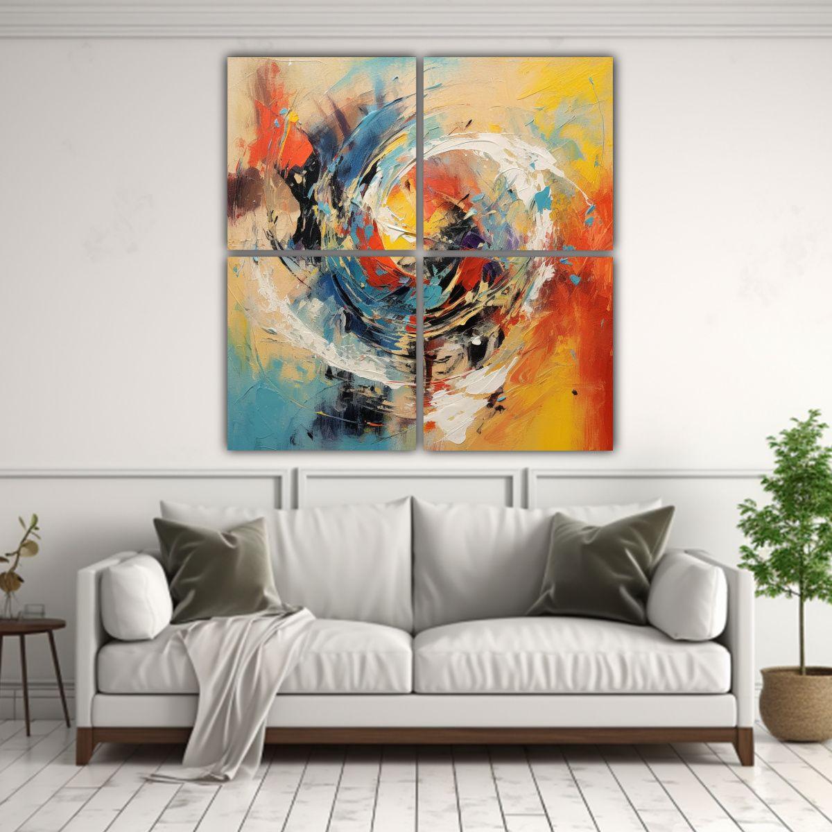 Cuatro Telas En Bastidor Expresión Modernidad 200x200 Cm-2