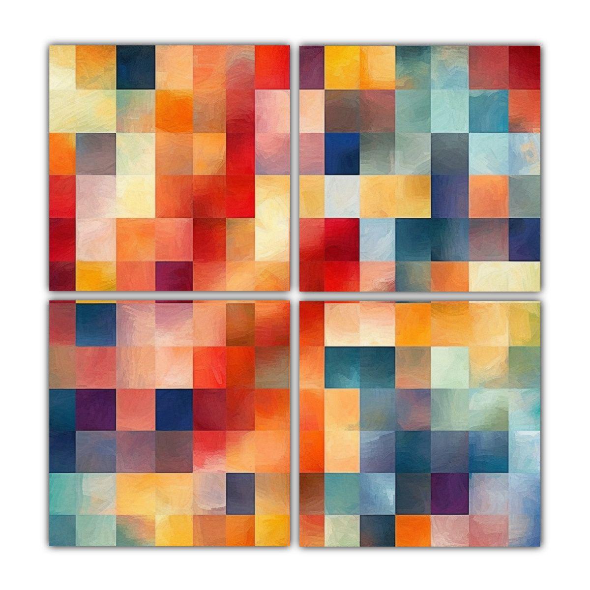 Cuatro Lienzos De Tela Modernos Arte Abstracto 160x160 Cm-0