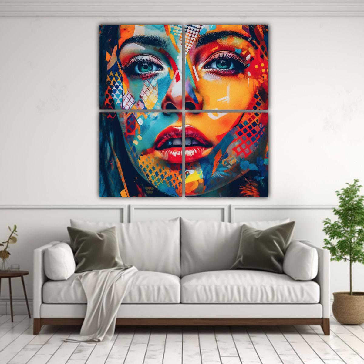 Cuatro Pinturas Decorativas De Tela Sublimada Con 100x100 Cm-2